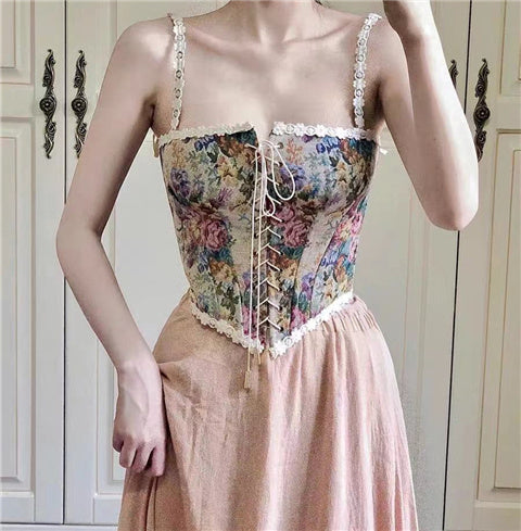 Vintage Floral Corset Top ...